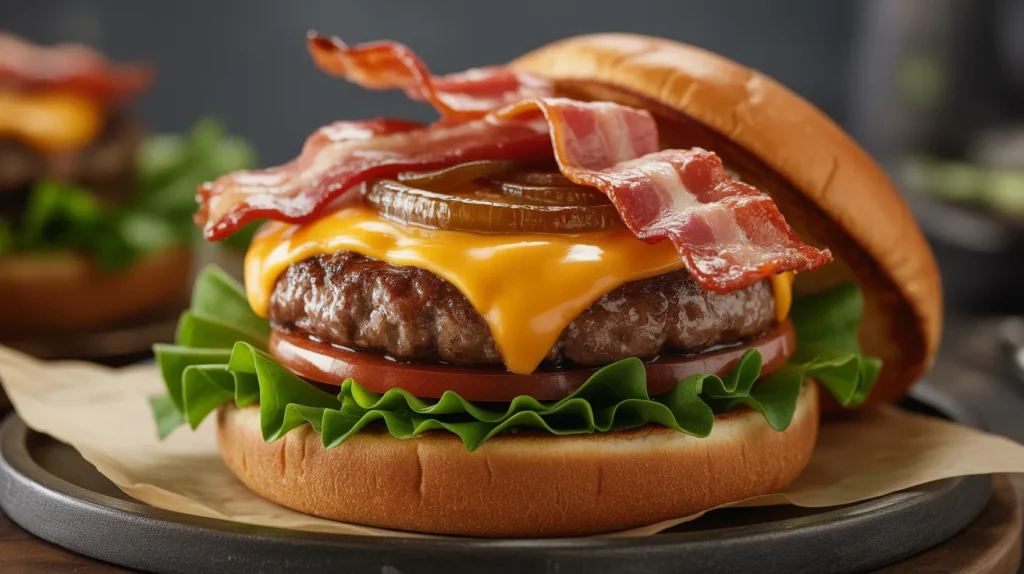 Chili's Mushroom Swiss Burger 7 Add Bacon Extra Cheese or Grilled Onions