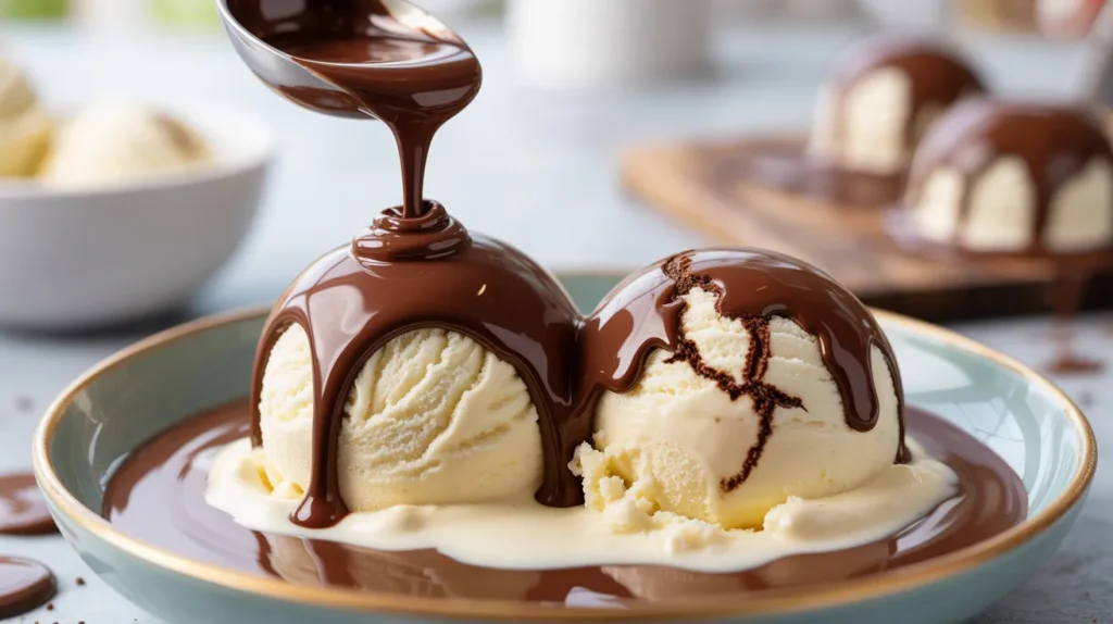 Chili's Molten Chocolate Cake 13 Chocolate hard shell topping