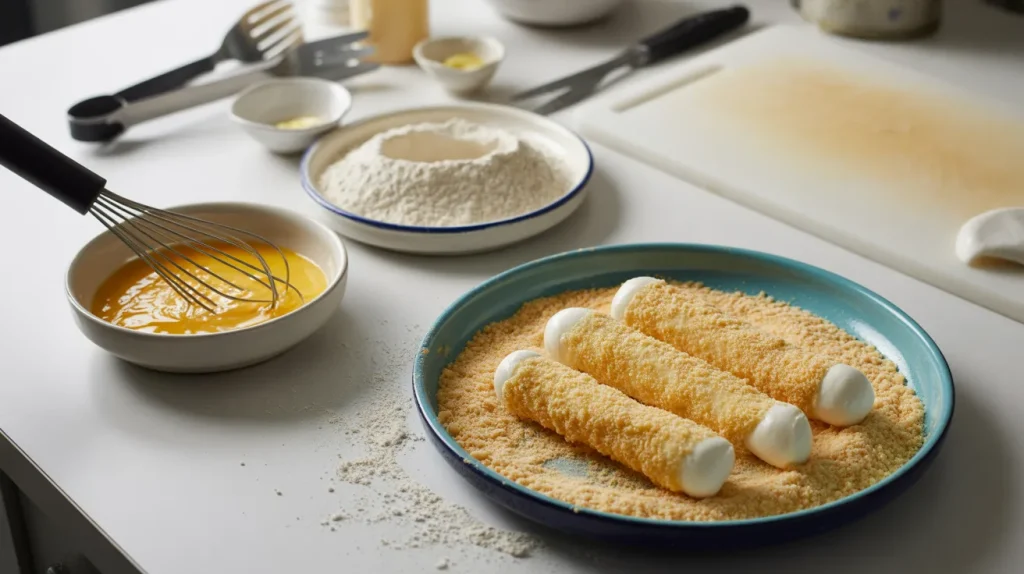 Chili's Spicy Mozzarella Sticks 4 Eggs and flour for coating
