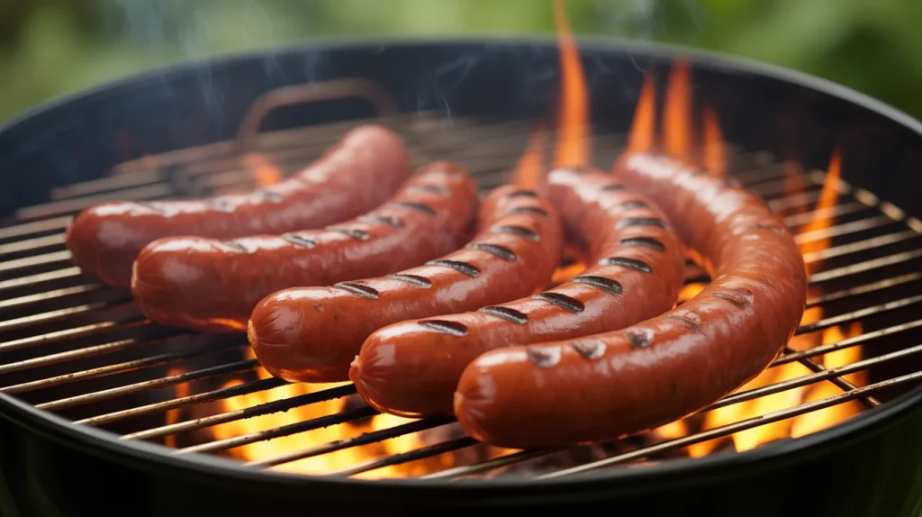 Chili's smokehouse combo 3 Sausages are grilled
