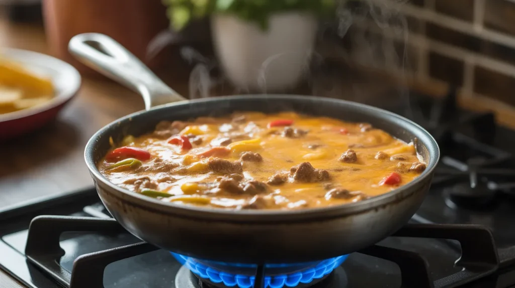 chili's southwestern queso 5 The dip is heated