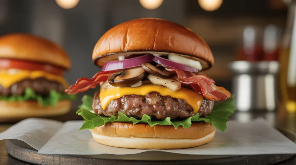 Chili's Mushroom Swiss Burger 4 Upgrade to Premium Toppings