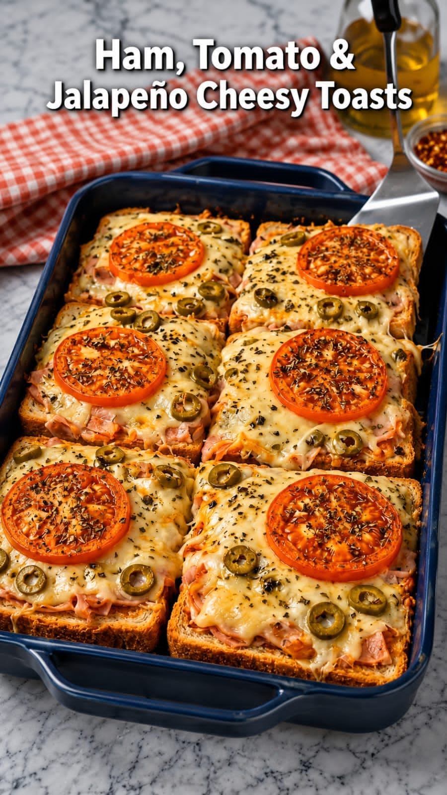 Ham Tomato Jalapeno Cheesy Toasts