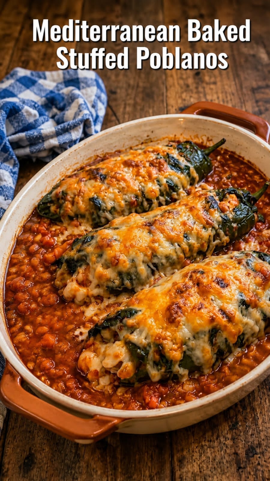 Mediterranean Baked Stuffed Poblanos