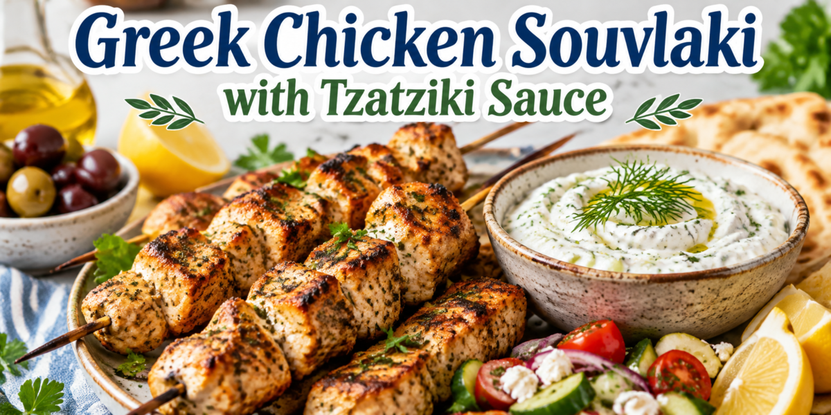 Greek Chicken Souvlaki with Tzatziki Sauce grilled chicken recipe