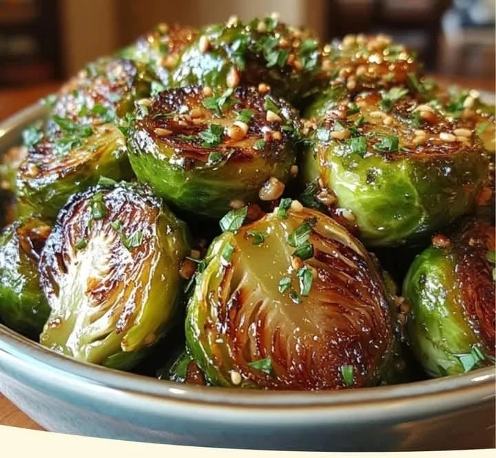 16 Mediterranean Garlic Soy Glazed Brussels Sprouts