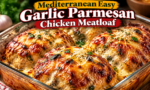 Garlic Parmesan Chicken Meatloaf with golden Parmesan crust, garlic, and Mediterranean herbs
