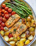 23 Greek Style Garlic Herb Salmon with Roasted Veggies