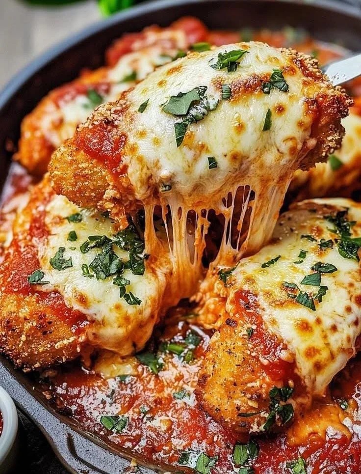 3 Mediterranean Breaded Chicken Breast with Tomato Sauce and Melted Cheese