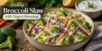 Healthy Broccoli Slaw with Yogurt Dressing made with fresh broccoli carrots cabbage and creamy yogurt sauce