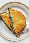 6 Chickpea pancakes with greens and cheese