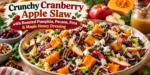 Crunchy Cranberry Apple Slaw with roasted pumpkin, pecans, feta, and maple honey dressing