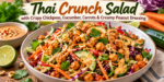 Thai Crunch Salad with crispy chickpeas, cucumber, carrots, cabbage, peanuts, and creamy peanut dressing