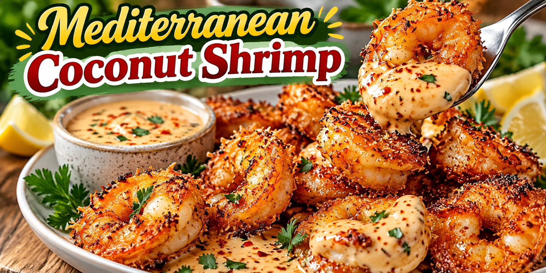 Mediterranean Coconut Shrimp with Sweet Chili Mayo