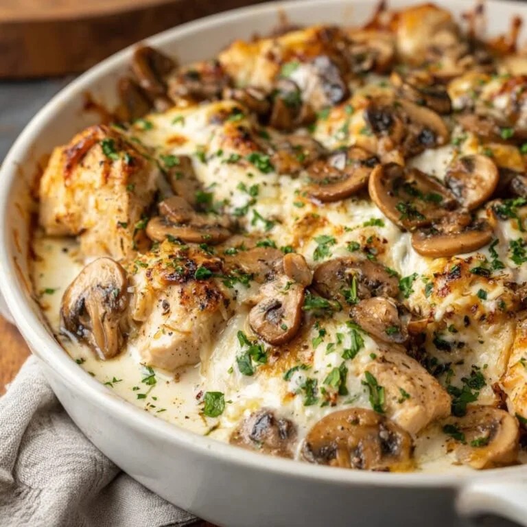 Classic Baked Chicken Mushroom Cream Cheese Casserole