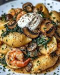Creamy Spinach Mushroom Shrimp Shells