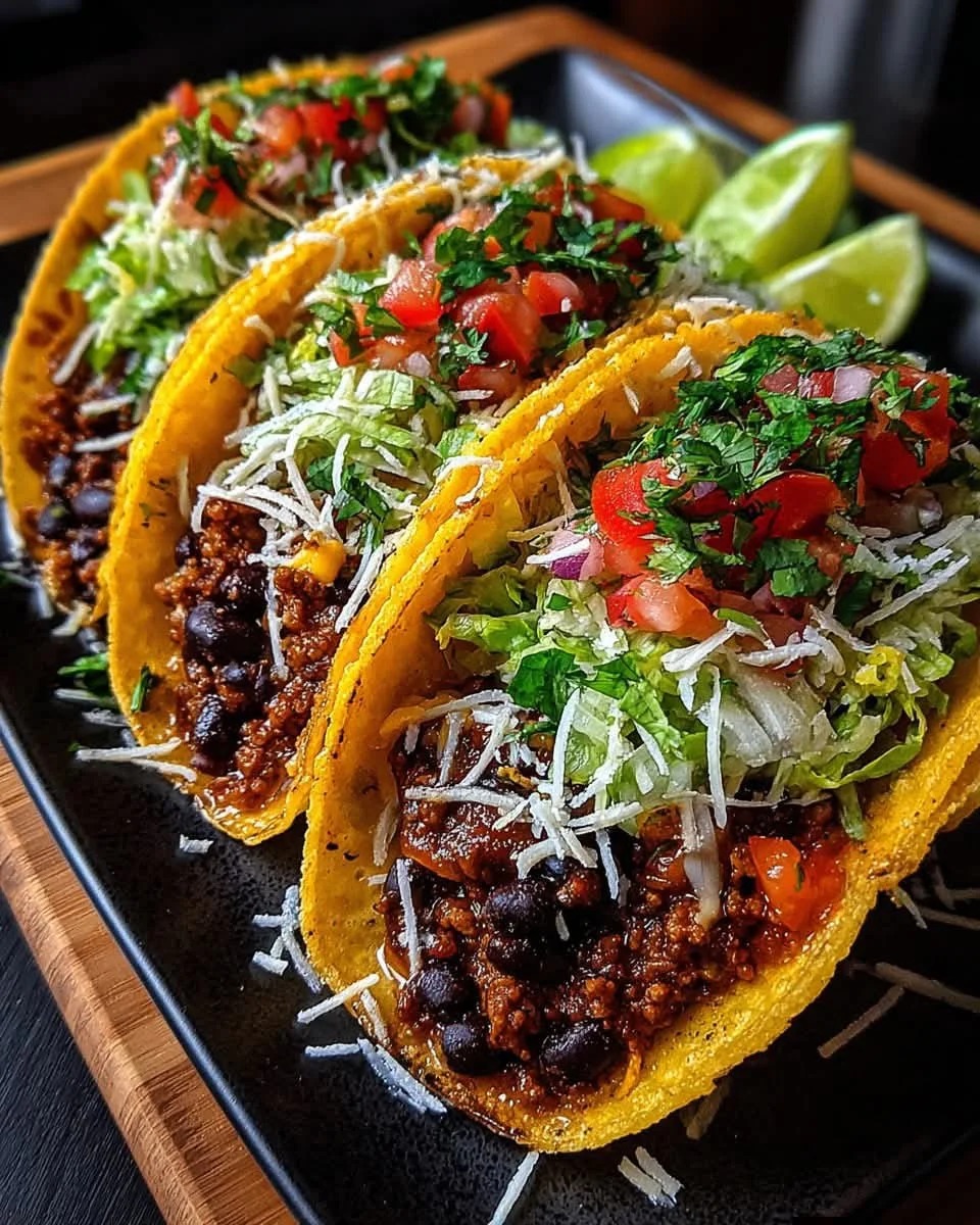 Crispy Baked Ground Turkey Black Bean Tacos