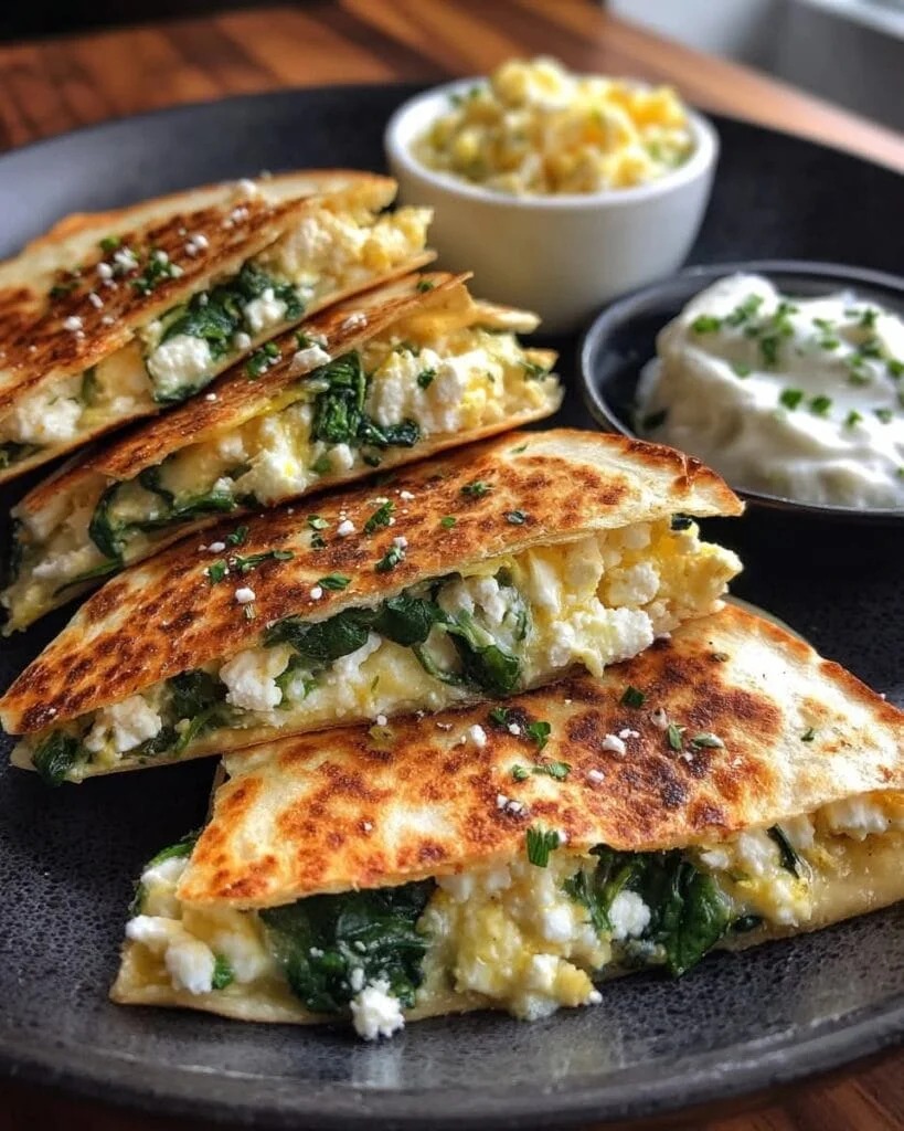 Feta and Spinach Greek Style Quesadillas