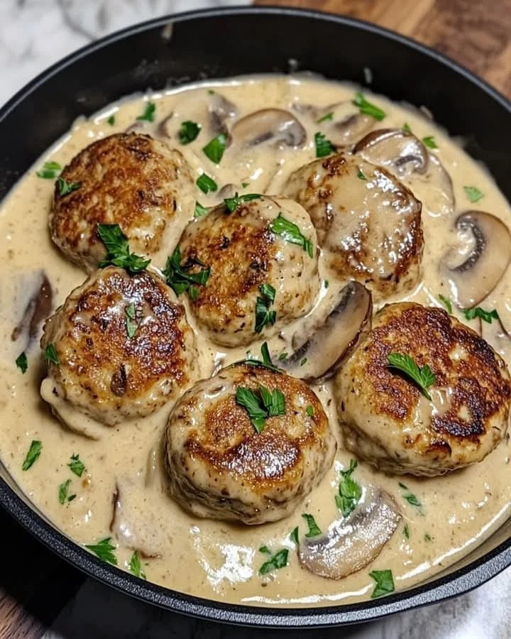 Garlicky Mediterranean Chicken Meatballs in Lemon Herb Sauce