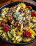 Greek Chicken Whipped Feta Harvest Pasta with Lemon Pesto