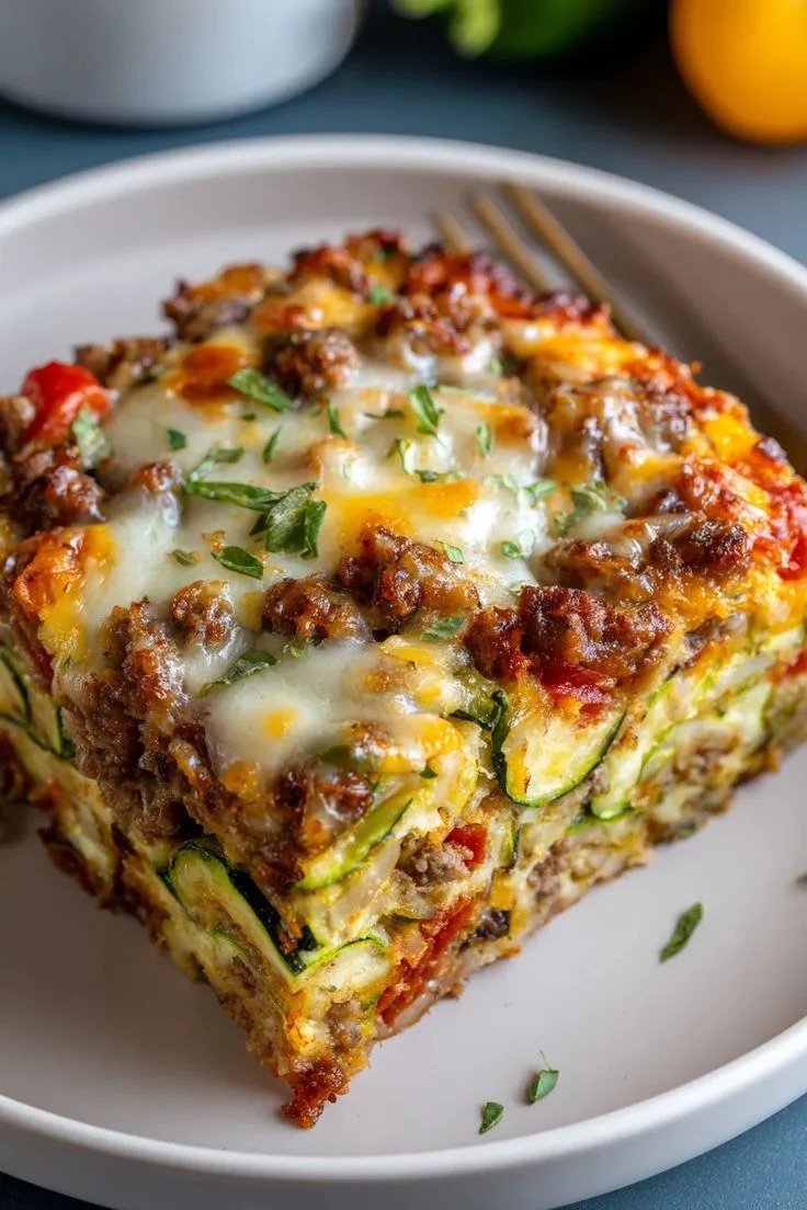 Healthy Zucchini Pizza Casserole