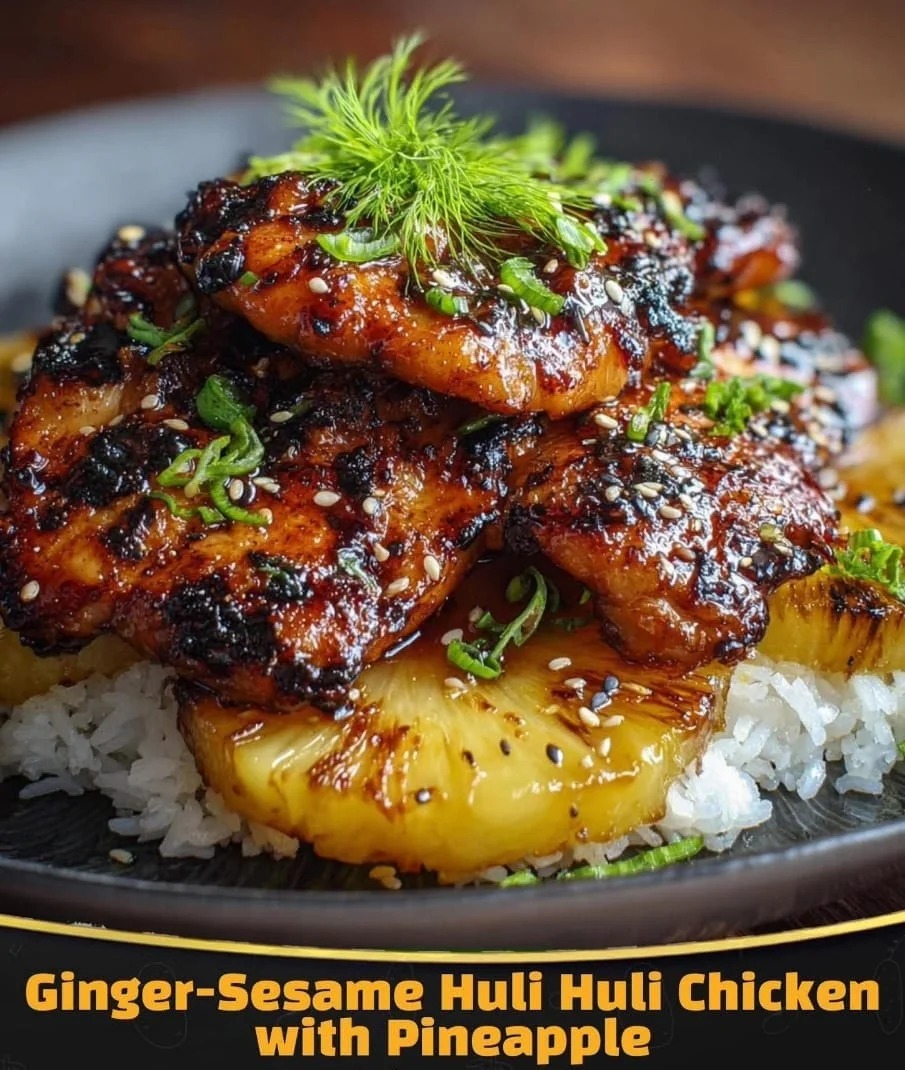 Mediterranean Ginger Sesame Huli Huli Chicken with Pineapple
