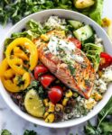 Mediterranean Lemon Garlic Salmon Bowl