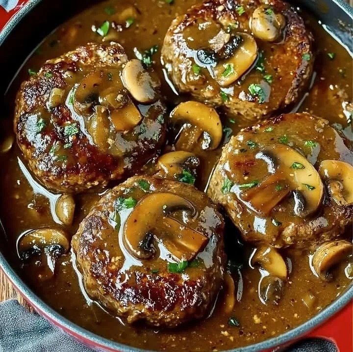 Mediterranean Salisbury Steak with Mushroom Gravy