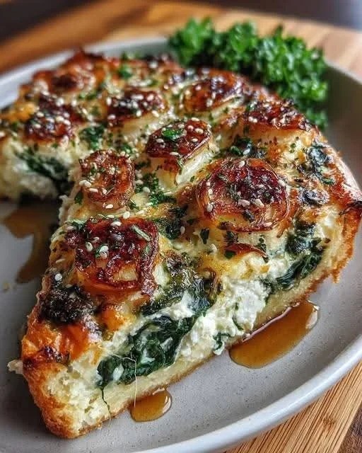 Mediterranean Spinach Feta Roasted Garlic Bake