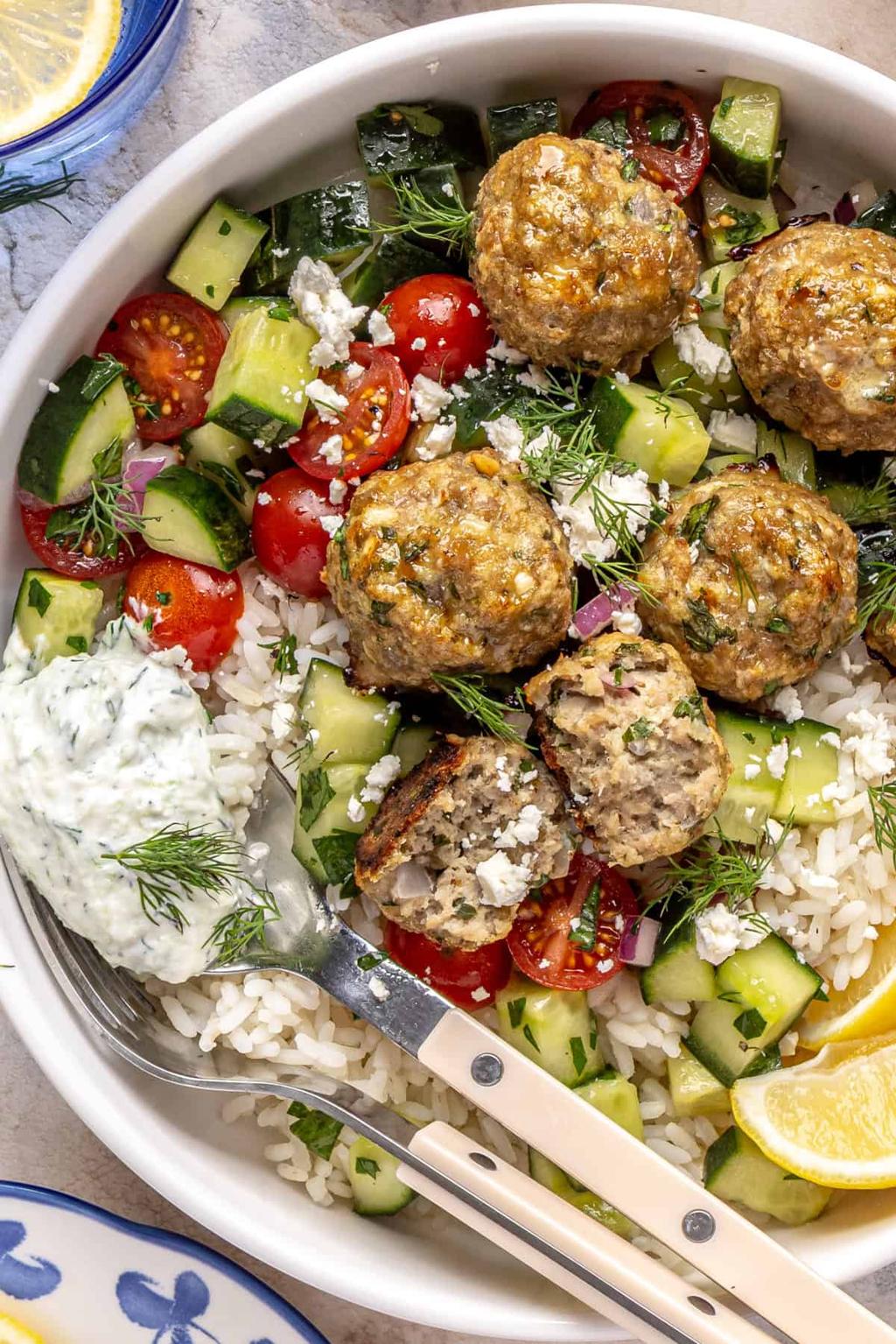 Mediterranean Turkey Meatball Bowl 🥗🍖