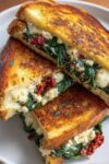 Mediterranean spinach grilled cheese sandwich