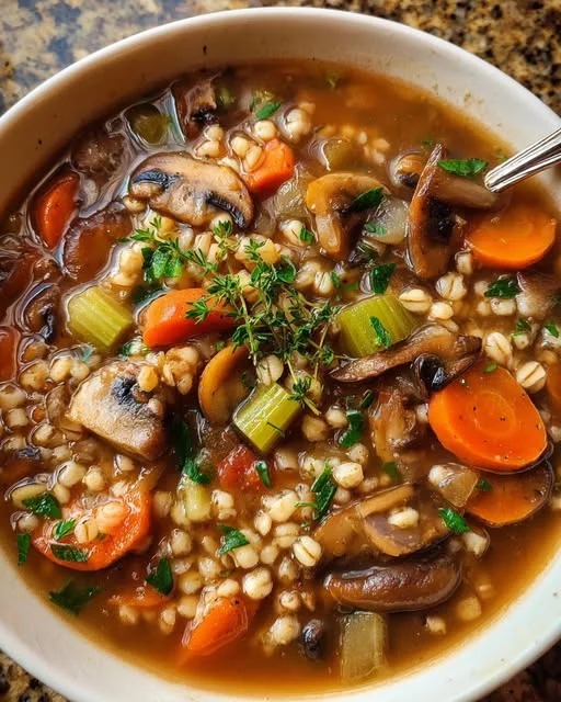 Mushroom Barley Soup Thats Rich Hearty and Comforting