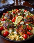 One Skillet Mediterranean Chicken with Lemon Couscous