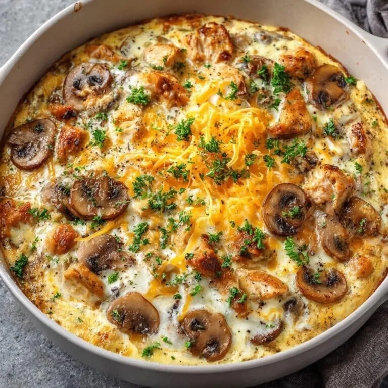 Oven Baked Chicken Mushroom Cheese CasseroleOven Baked Chicken Mushroom Cheese Casserole