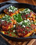 Spicy Crispy Hot Honey Lemon Feta Chicken Skillet