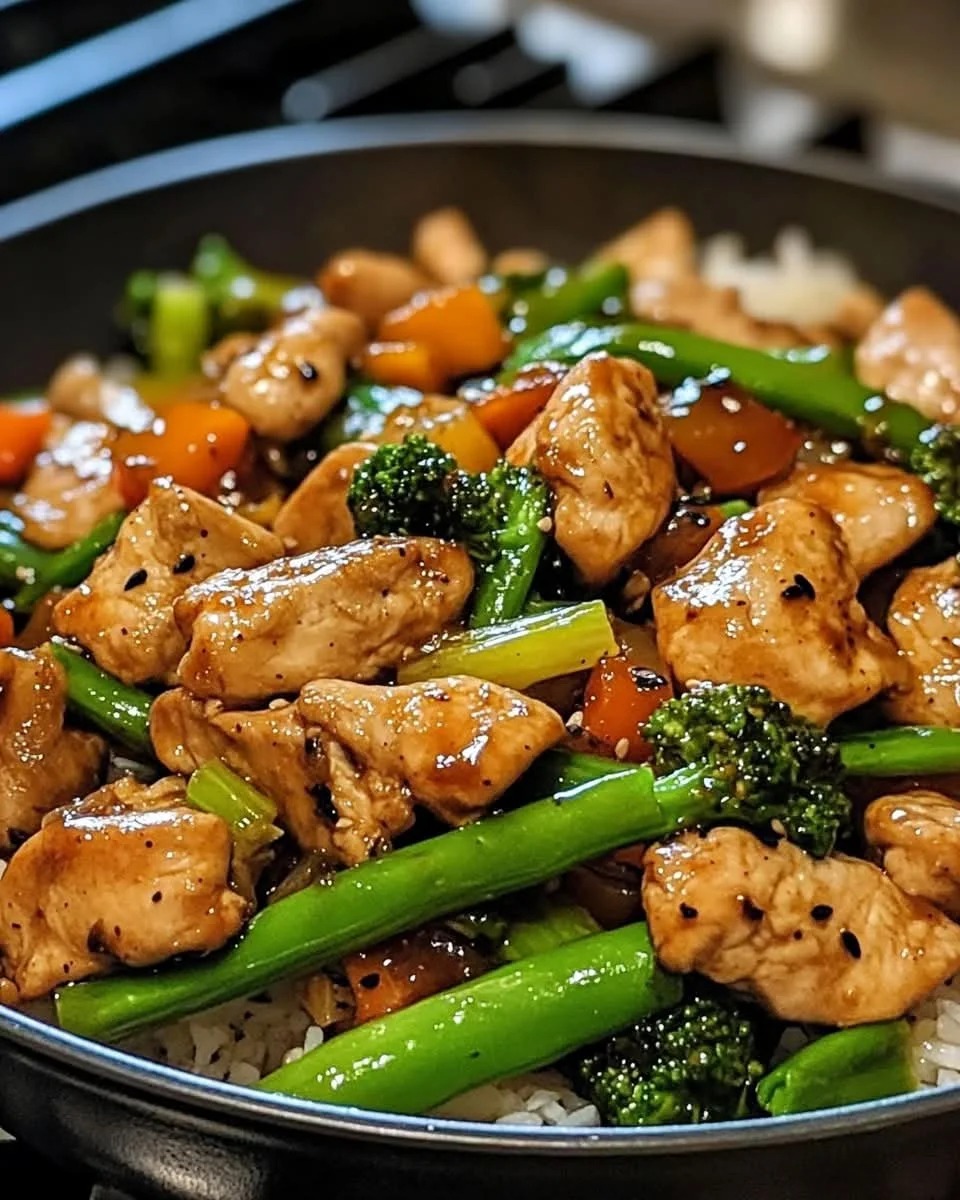 Sticky Soy Glazed Garlic Chicken with Crisp Veggies