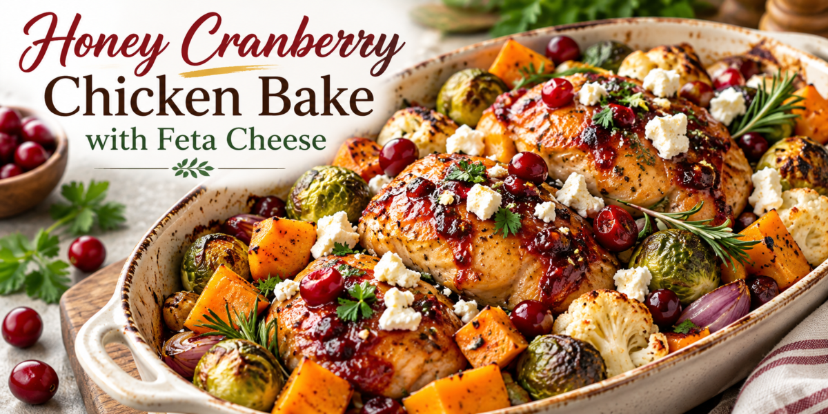 Honey Cranberry Chicken Bake with Feta Cheese