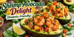 Shrimp Avocado Delight with seasoned shrimp, creamy avocado, fresh herbs, tomatoes, lime, and a light dressing