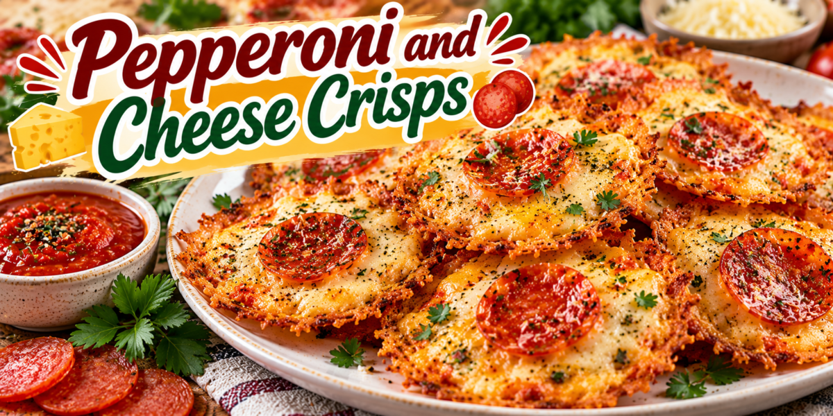 Crispy pepperoni and cheese crisps with golden Parmesan, melted mozzarella, herbs, and marinara dipping sauce